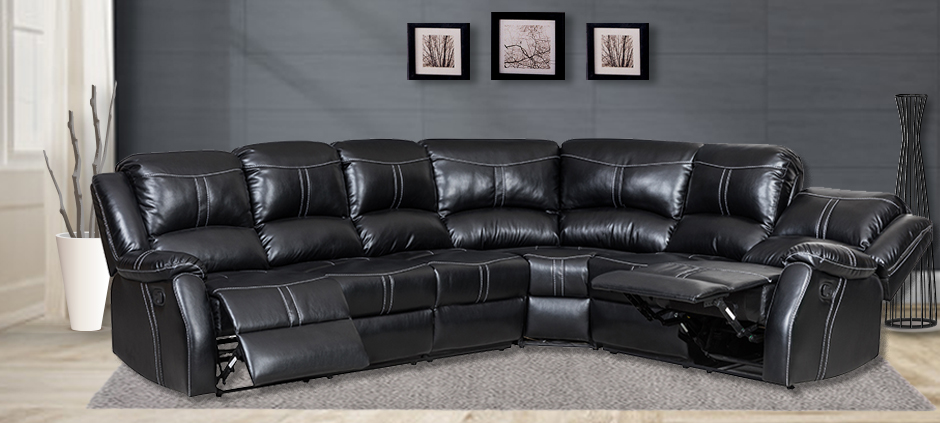 Lorraine Bel-Aire Ebony Reclining Sectional Cushions by American Home Line